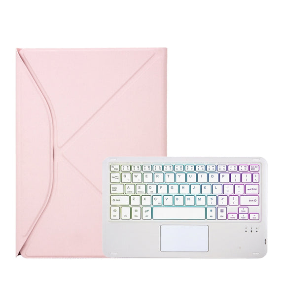 Z11B-AS Pen Slot Touchpad Backlight Bluetooth Keyboard Leather Tablet Case For iPad Pro 11 2021/2020/2018(Pink)