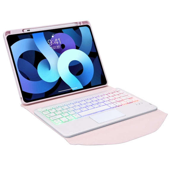 Z11B-AS Pen Slot Touchpad Backlight Bluetooth Keyboard Leather Tablet Case For iPad Pro 11 2021/2020/2018(Pink)