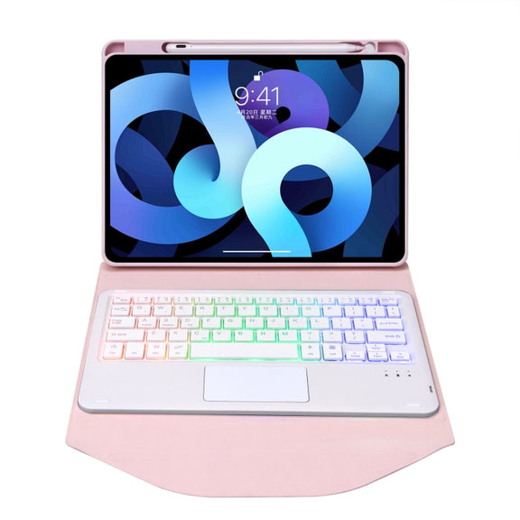 Z11B-AS Pen Slot Touchpad Backlight Bluetooth Keyboard Leather Tablet Case For iPad Pro 11 2021/2020/2018(Pink)