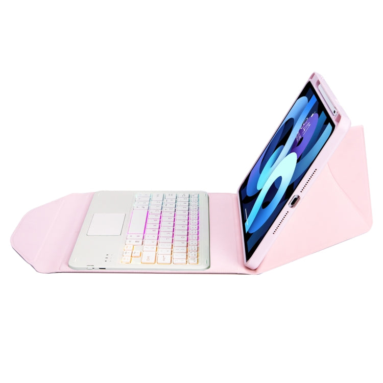 Z11B-AS Pen Slot Touchpad Backlight Bluetooth Keyboard Leather Tablet Case For iPad Pro 11 2021/2020/2018(Pink)