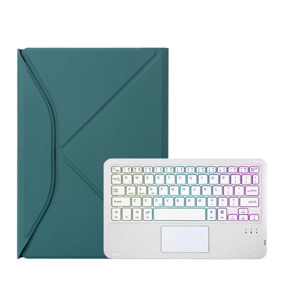 Z11B-AS Pen Slot Touchpad Backlight Bluetooth Keyboard Leather Tablet Case For iPad Pro 11 2021/2020/2018(Green)