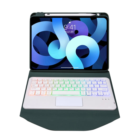 Z11B-AS Pen Slot Touchpad Backlight Bluetooth Keyboard Leather Tablet Case For iPad Pro 11 2021/2020/2018(Green)