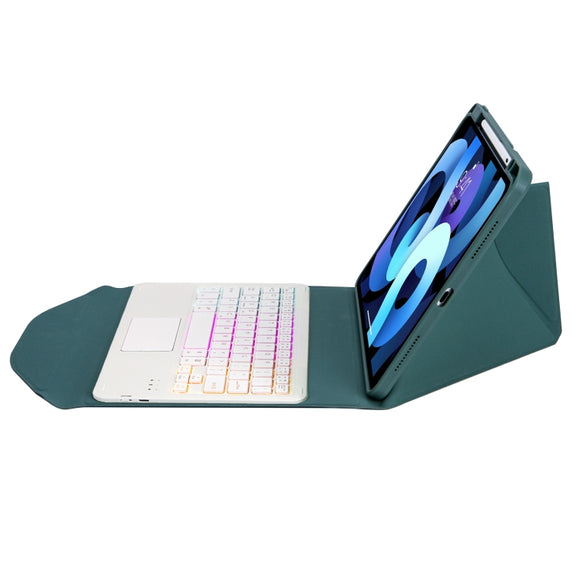 Z11B-AS Pen Slot Touchpad Backlight Bluetooth Keyboard Leather Tablet Case For iPad Pro 11 2021/2020/2018(Green)