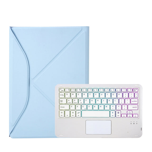 Z11B-AS Pen Slot Touchpad Backlight Bluetooth Keyboard Leather Tablet Case For iPad Pro 11 2021/2020/2018(Sky Blue)