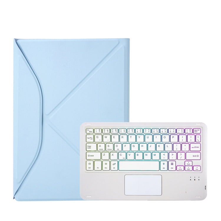 Z11B-AS Pen Slot Touchpad Backlight Bluetooth Keyboard Leather Tablet Case For iPad Pro 11 2021/2020/2018(Sky Blue)
