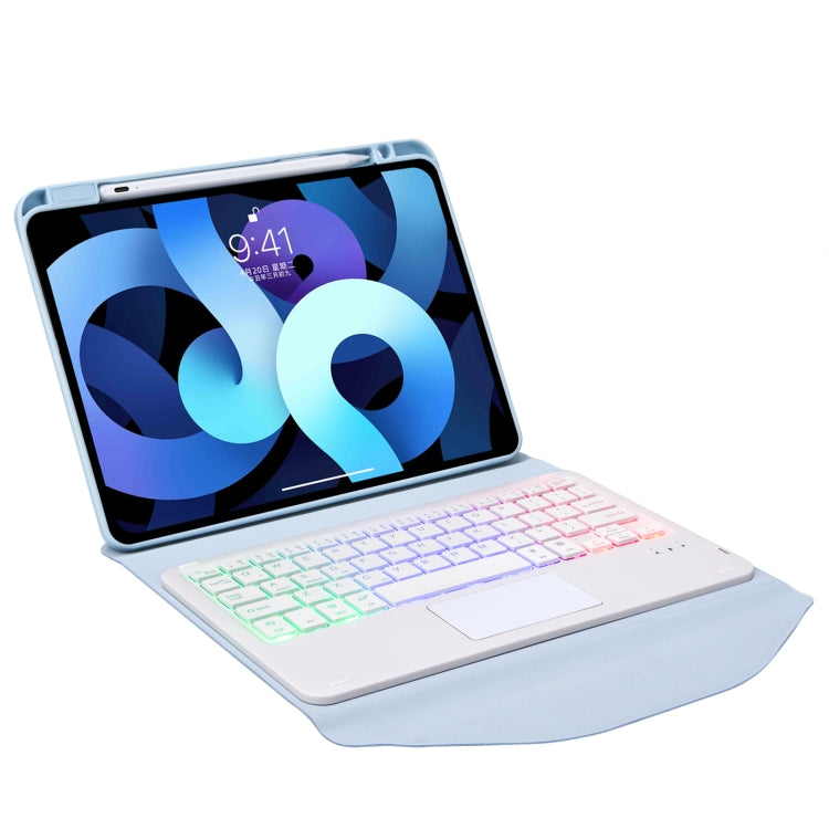 Z11B-AS Pen Slot Touchpad Backlight Bluetooth Keyboard Leather Tablet Case For iPad Pro 11 2021/2020/2018(Sky Blue)