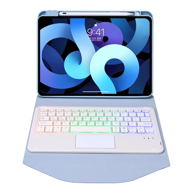 Z11B-AS Pen Slot Touchpad Backlight Bluetooth Keyboard Leather Tablet Case For iPad Pro 11 2021/2020/2018(Sky Blue)