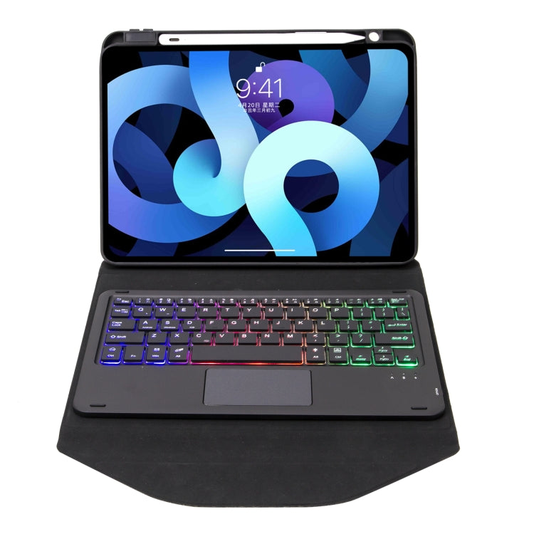 Z102B-AS Pen Slot Touchpad Backlight Bluetooth Keyboard Leather Tablet Case For iPad 10.2 2021/2020/2019(Black)