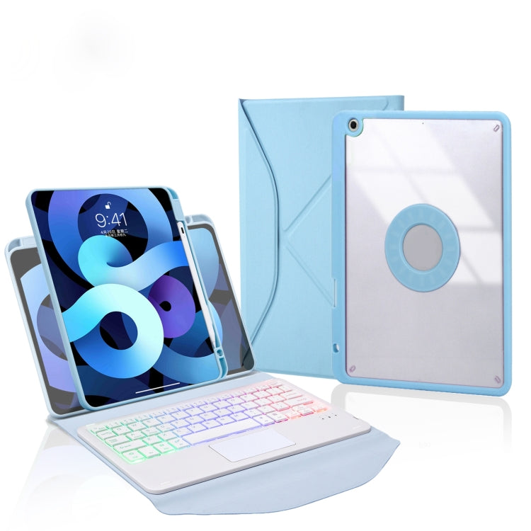 Z102B-AS Pen Slot Touchpad Backlight Bluetooth Keyboard Leather Tablet Case For iPad 10.2 2021/2020/2019(Sky Blue)