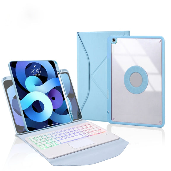 Z102B-AS Pen Slot Touchpad Backlight Bluetooth Keyboard Leather Tablet Case For iPad 10.2 2021/2020/2019(Sky Blue)
