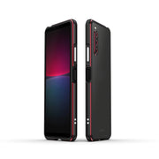 For Sony Xperia 10 ��� Aurora Series Lens Protector + Metal Frame Protective Phone Case(Black+Red)