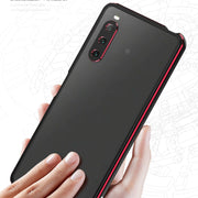 For Sony Xperia 10 ��� Aurora Series Lens Protector + Metal Frame Protective Phone Case(Black+Red)