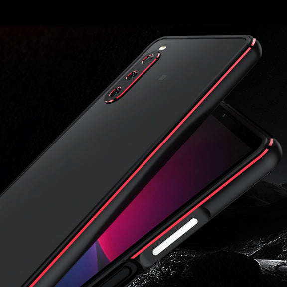 For Sony Xperia 10 ��� Aurora Series Lens Protector + Metal Frame Protective Phone Case(Purple+Silver)