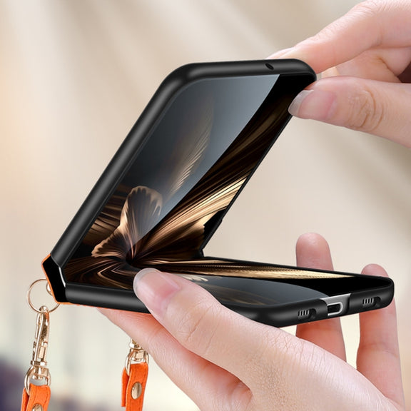 For Huawei P50 Pocket SULADA Litchi Texture Leather + TPU Phone Case with Strap(Black)