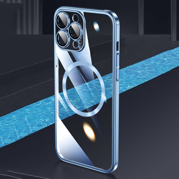 For iPhone 14 Magsafe Magnetic Electroplated PC Phone Case (Blue)