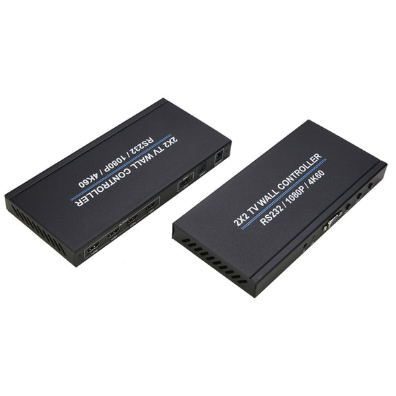 BT100 4K 60Hz 1080P 2 x 2 TV Wall Controller, Plug Type:UK Plug(Black)