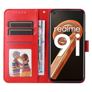 For OPPO Realme 9i / A36 4G / A76 4G Embossed Sunflower Leather Phone Case(Red)