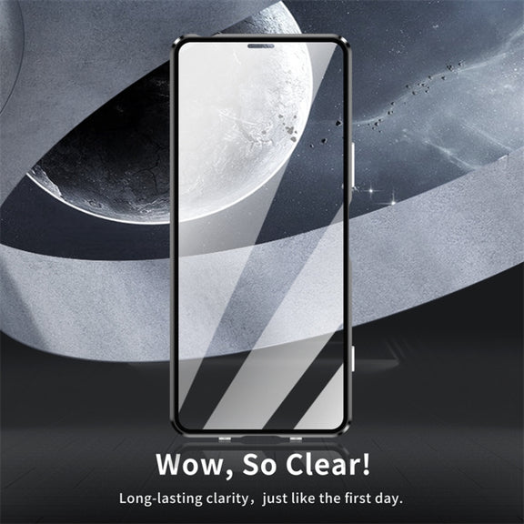 For Sony Xperia 10 IV HD Magnetic Metal Tempered Glass Phone Case(Black)