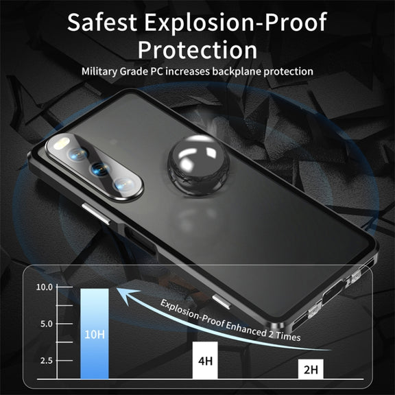 For Sony Xperia 10 IV HD Magnetic Metal Tempered Glass Phone Case(Black)