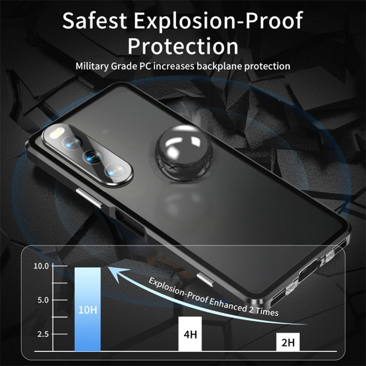For Sony Xperia 10 IV HD Magnetic Metal Tempered Glass Phone Case(Black)