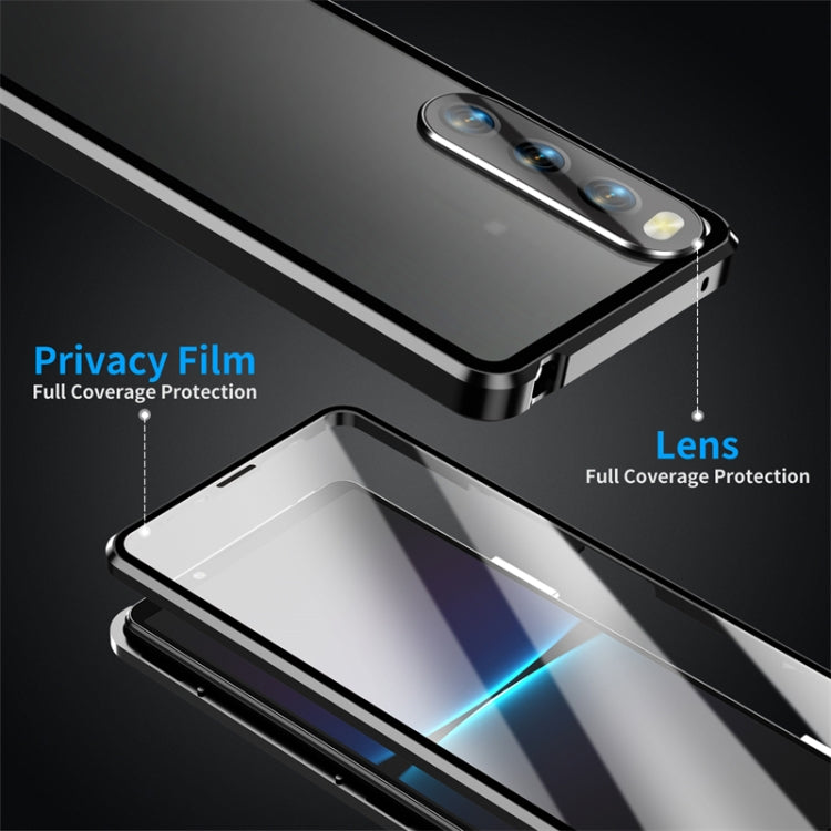For Sony Xperia 10 IV HD Magnetic Metal Tempered Glass Phone Case(Black)
