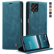 For Samsung Galaxy M33 5G CaseMe 013 Multifunctional Horizontal Flip Leather Phone Case(Blue)