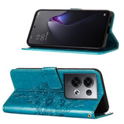 For OPPO Reno8 Pro+ Embossed Butterfly Flip Leather Phone Case(Blue)