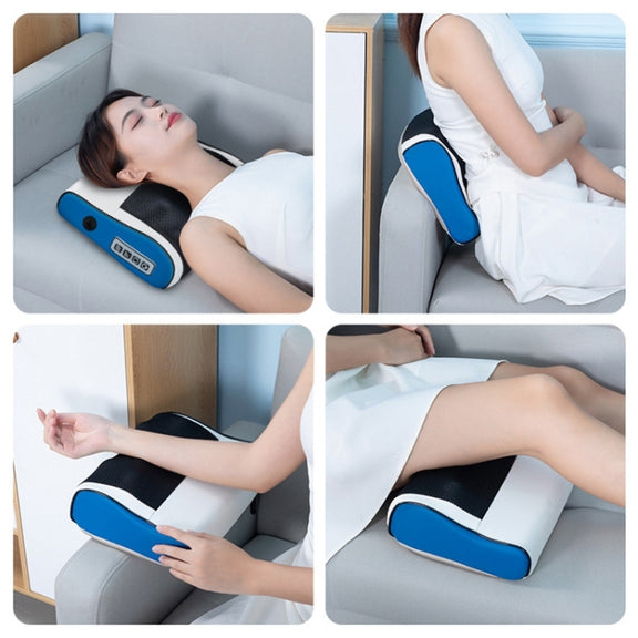 Multifunctional Hot Compress Neck Massager Car Cervical Spine Massage Pillow(Blue Upgrade)