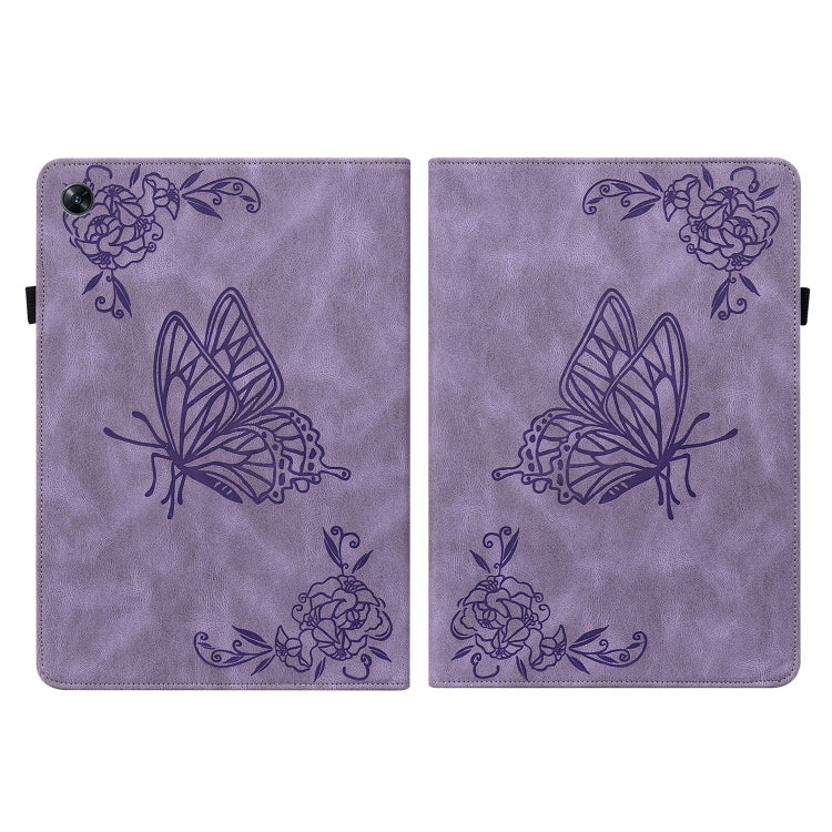For OPPO Pad Air Butterfly Flower Embossed Leather Tablet Case(Purple)