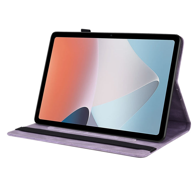 For OPPO Pad Air Butterfly Flower Embossed Leather Tablet Case(Purple)