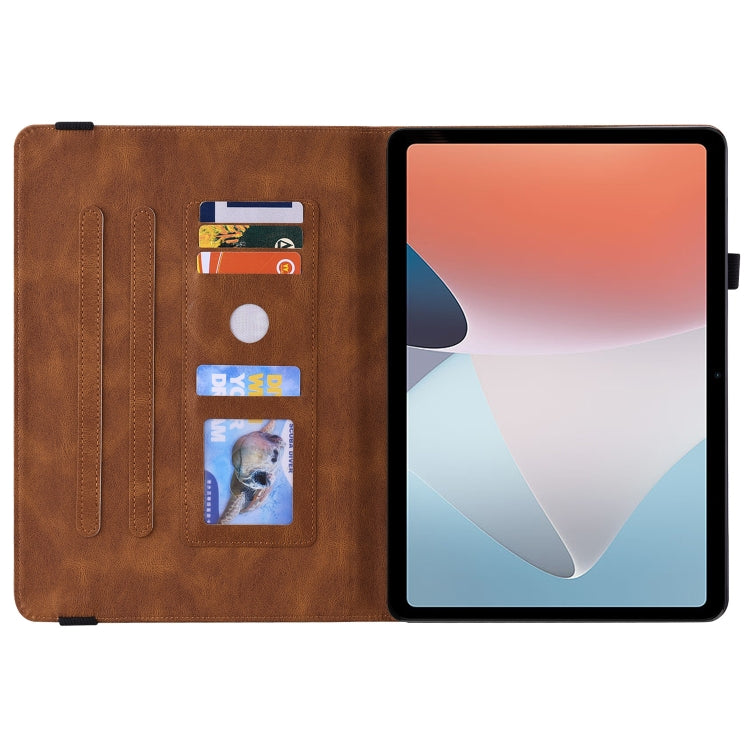 For OPPO Pad Air Butterfly Flower Embossed Leather Tablet Case(Brown)