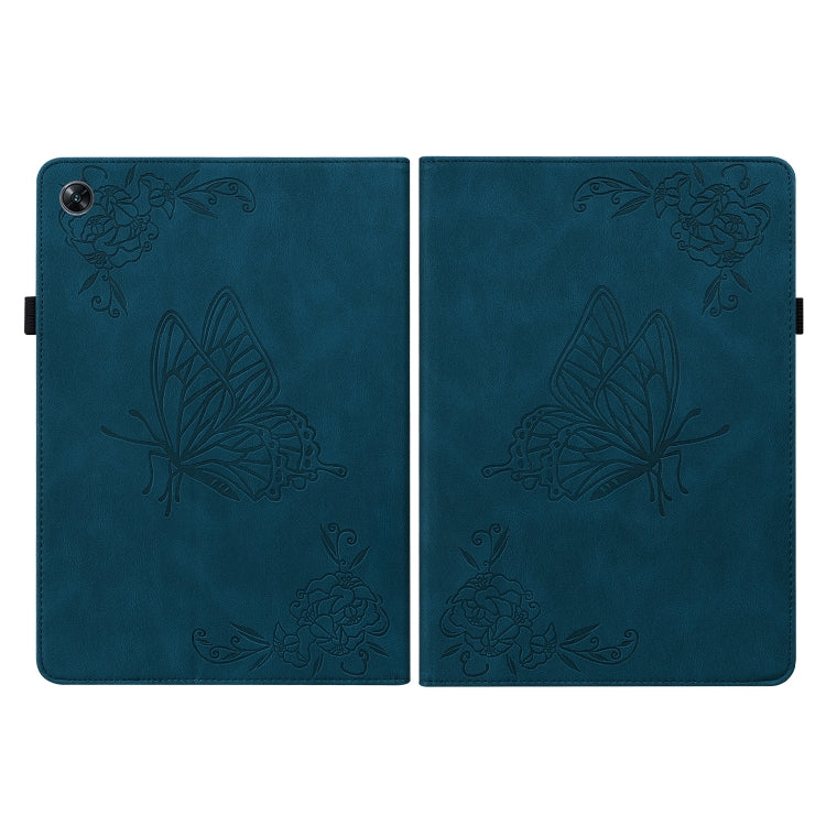 For OPPO Pad Air Butterfly Flower Embossed Leather Tablet Case(Blue)