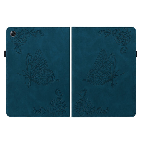 For OPPO Pad Air Butterfly Flower Embossed Leather Tablet Case(Blue)
