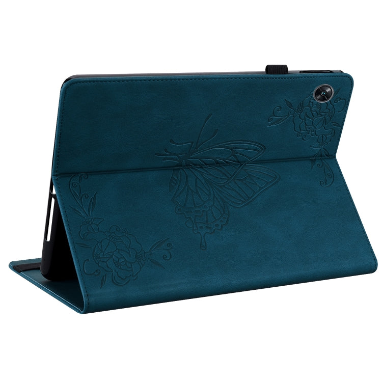 For OPPO Pad Air Butterfly Flower Embossed Leather Tablet Case(Blue)