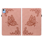 For Realme Pad X Butterfly Flower Embossed Leather Tablet Case(Rose Gold)