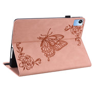 For Realme Pad X Butterfly Flower Embossed Leather Tablet Case(Rose Gold)