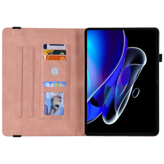 For Realme Pad X Butterfly Flower Embossed Leather Tablet Case(Rose Gold)