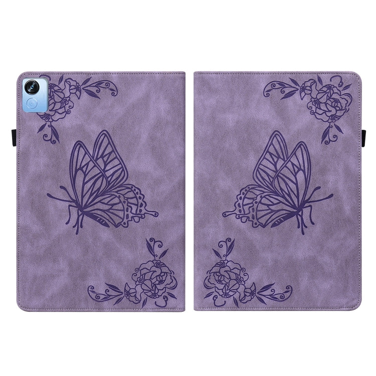 For Realme Pad X Butterfly Flower Embossed Leather Tablet Case(Purple)