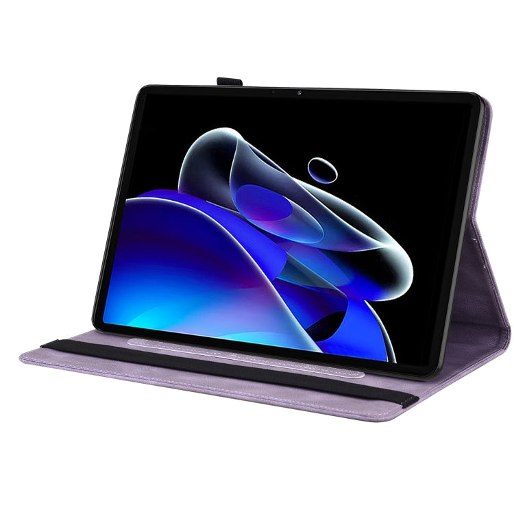 For Realme Pad X Butterfly Flower Embossed Leather Tablet Case(Purple)