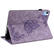 For Realme Pad X Butterfly Flower Embossed Leather Tablet Case(Purple)