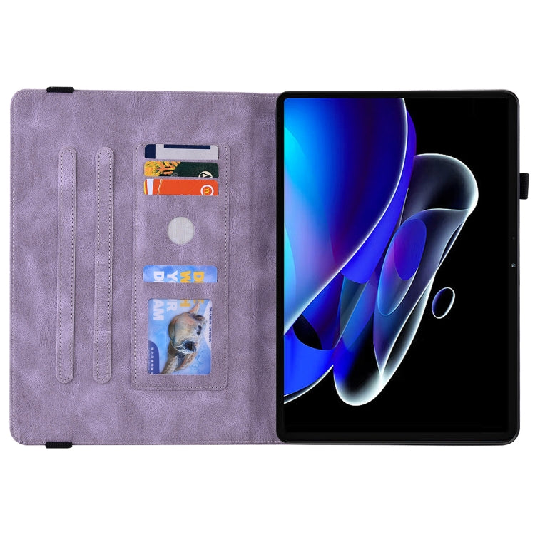 For Realme Pad X Butterfly Flower Embossed Leather Tablet Case(Purple)