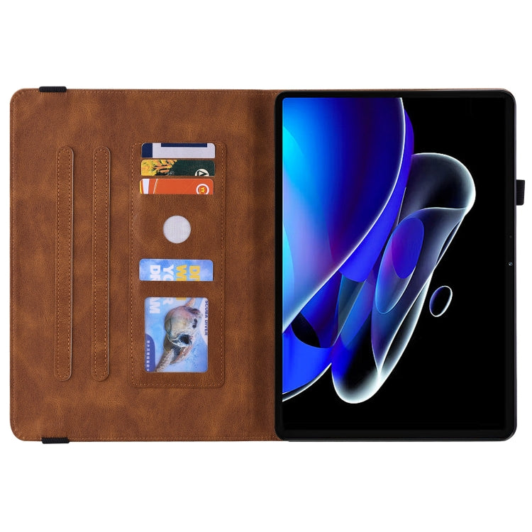 For Realme Pad X Butterfly Flower Embossed Leather Tablet Case(Brown)