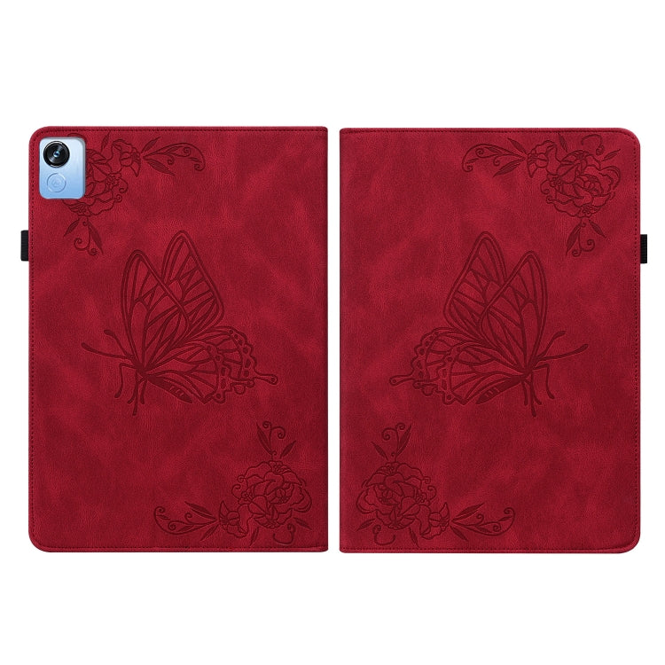 For Realme Pad X Butterfly Flower Embossed Leather Tablet Case(Red)