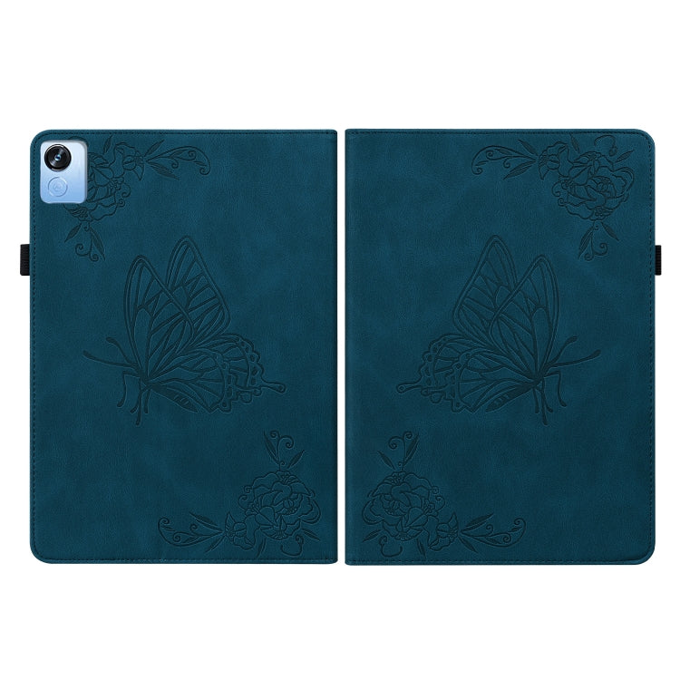 For Realme Pad X Butterfly Flower Embossed Leather Tablet Case(Blue)