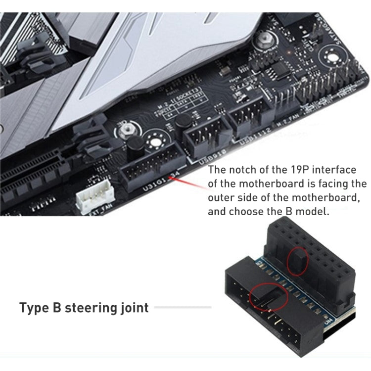 10 PCS 3.0 19P 20P Motherboard Male To Female Extension Adapter, Model: PH19A(Balck)