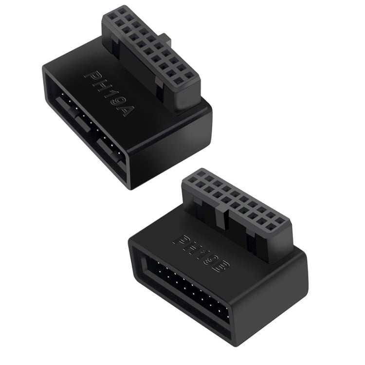 10 PCS 3.0 19P 20P 90 Degree Motherboard Male To Female Extension Adapter, Model: PH19B