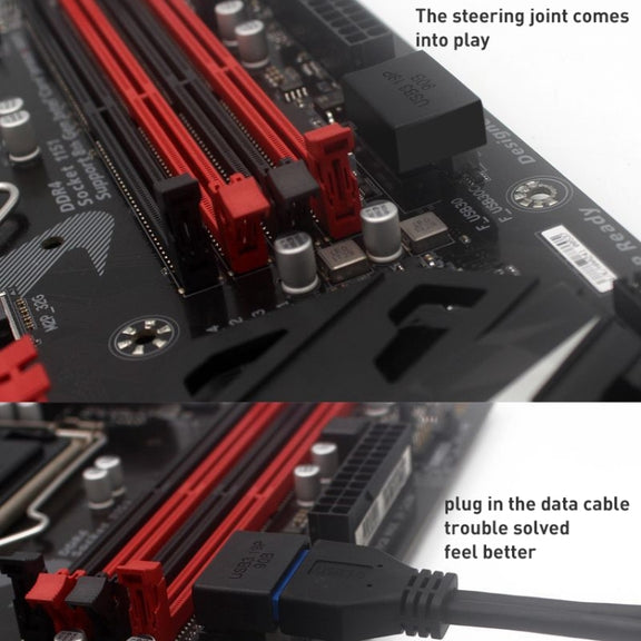 10 PCS 3.0 19P 20P 90 Degree Motherboard Male To Female Extension Adapter, Model: PH19B