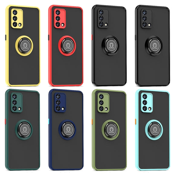 For OPPO A74 4G Q Shadow 1 Series TPU + PC Phone Case with Ring Holder(Black+Red)