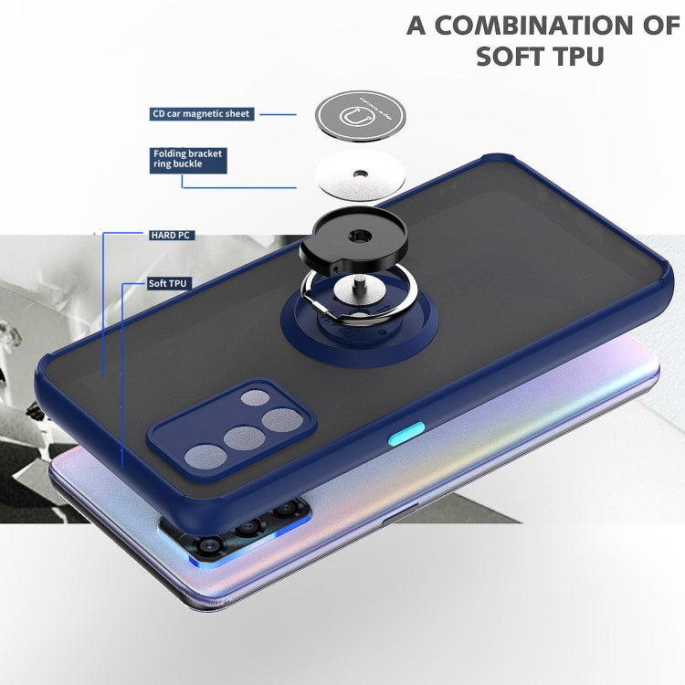 For OPPO A74 4G Q Shadow 1 Series TPU + PC Phone Case with Ring Holder(Black+Red)