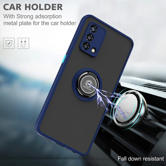 For OPPO A74 4G Q Shadow 1 Series TPU + PC Phone Case with Ring Holder(Black+Red)